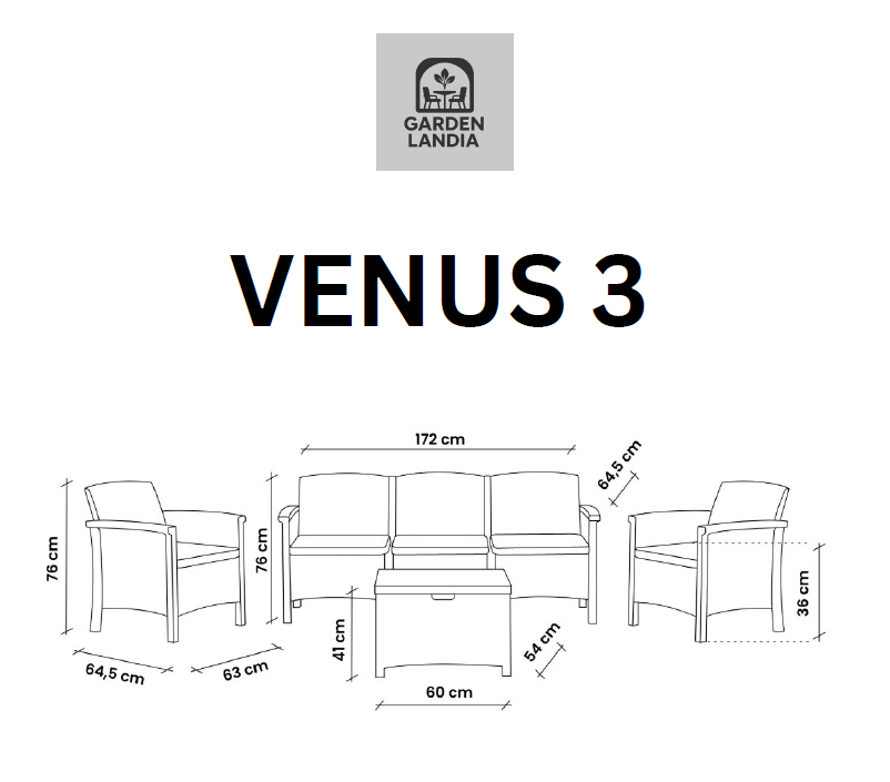 Vrtni set VENUS 3 Smeđa